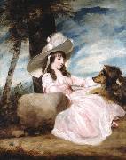 Sir Joshua Reynolds Portrait of Miss Anna Ward with Her Dog oil painting reproduction